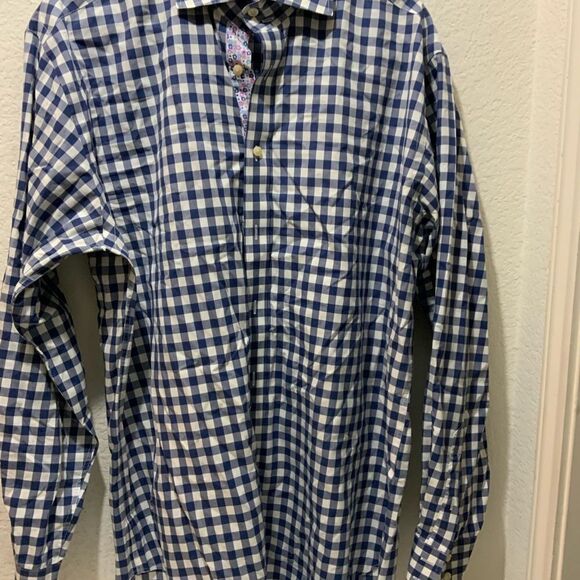 TaylorByrd Collection Men's Shirt XL Button Front Blue Print Long Sleeves - Picture 2 of 9